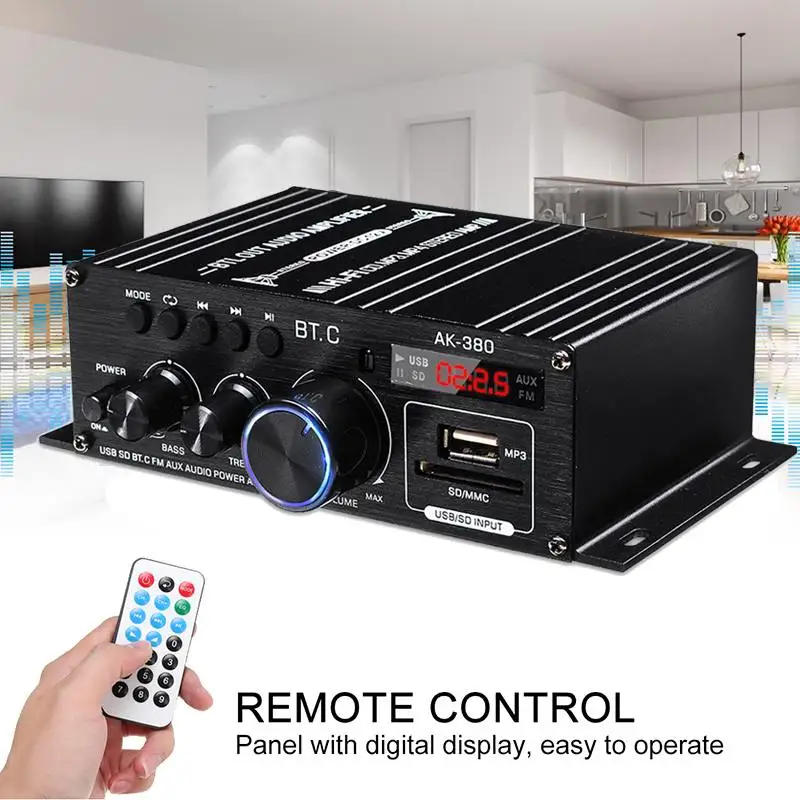 Amplificador de Áudio Ak380 Ak170 800w 12v Bluetooth 5.0 Estéreo Amp Leitor de Música Classe d fm - Image 5