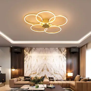 

Rings Design Led Lamp Nordic Led Ceiling Light Fixture Modern Living Room Bed Room Kitchen Decor Home Lighting White Gold Metal