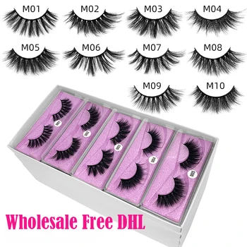 

30/50/100Pairs Wholesale 3D Mink Lashes 25mm Handmade Dramatic Mink Lashes 10 Styles Packing In Tray Label Eye Lashes Makeup