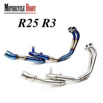 

R25 R3 MT03 Full Akrap Exhaust System Link Pipe Stainless Steel 51mm For Yama ha YZF R3 R25 MT-03 Slip on Motorcycle Moto Bike