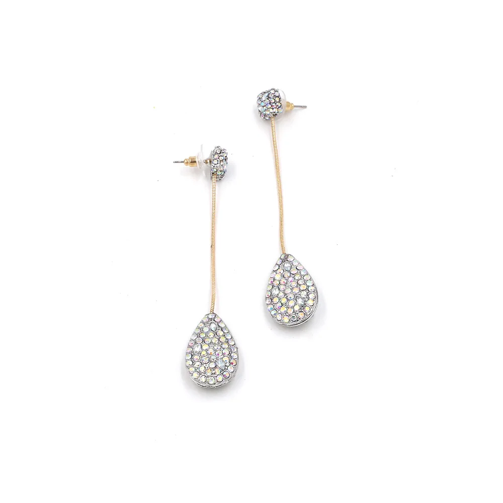 Темпераментные длинные серьги в форме капли полностью из кристаллов европейские