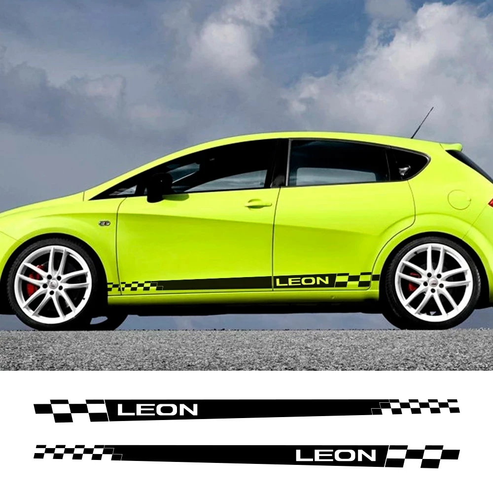 2 шт. двери автомобиля сбоку юбка наклейки для Seat Leon MK3 MK2 гоночные решетки Графика