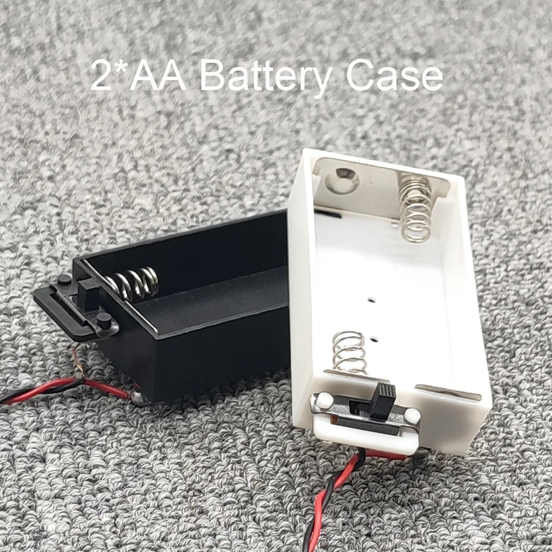 

2 AA 3V Battery Case AA Battery Holder Box With Wires,Switch, Battery Case 2 X 1.5V 2*AA Battery Box Holder DIY