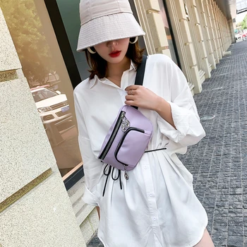 

2020 Summer Fashion PU Leather Chest Bag Women Simple Fanny Phone Zipper Belt Bum Pouch Ladies Casual Shoulder Crossbody Pack