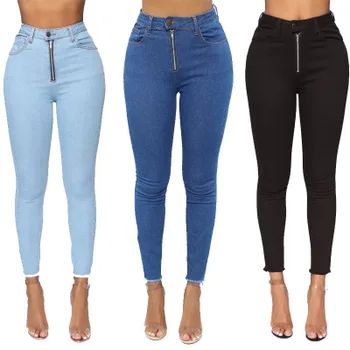 

Women Stretch Denim Jeans Slim High Waist Skinny Pencil Pants Ladies Zipper Jean Plus Size S-3XL