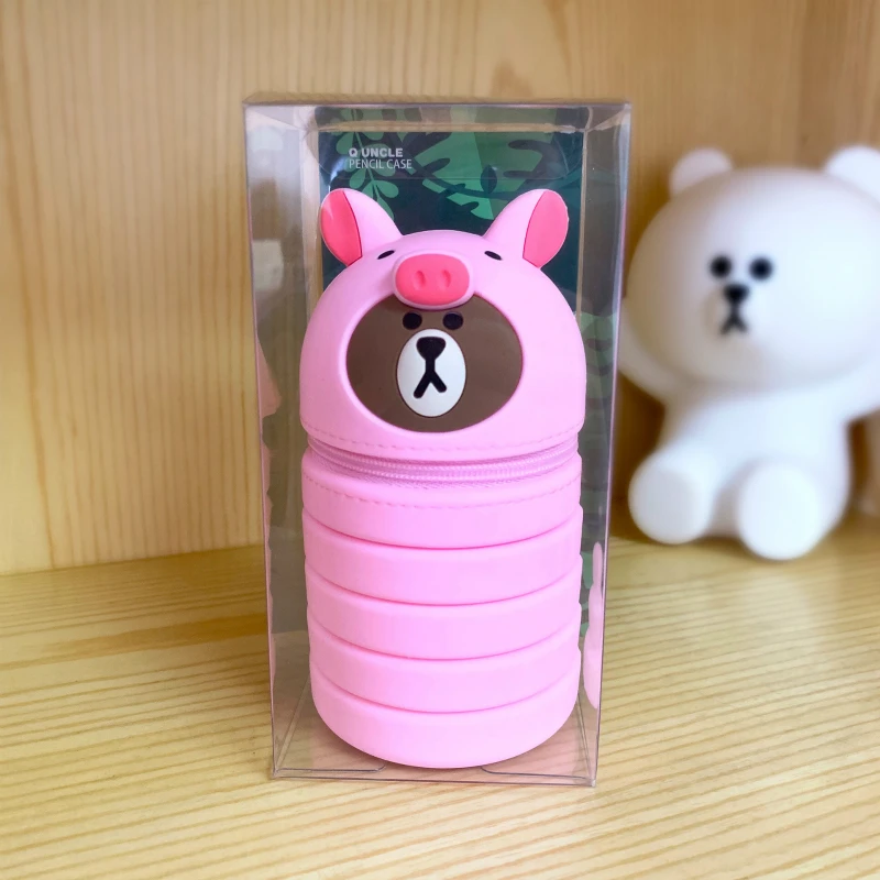 Kawaii, телескопический держатель для макияжа, ручка, сумка, канцелярские принадлежности, подарок, силиконовый красивый чехол, держатель для распечатки кистей, сумка для Wonman - Цвет: Фиолетовый