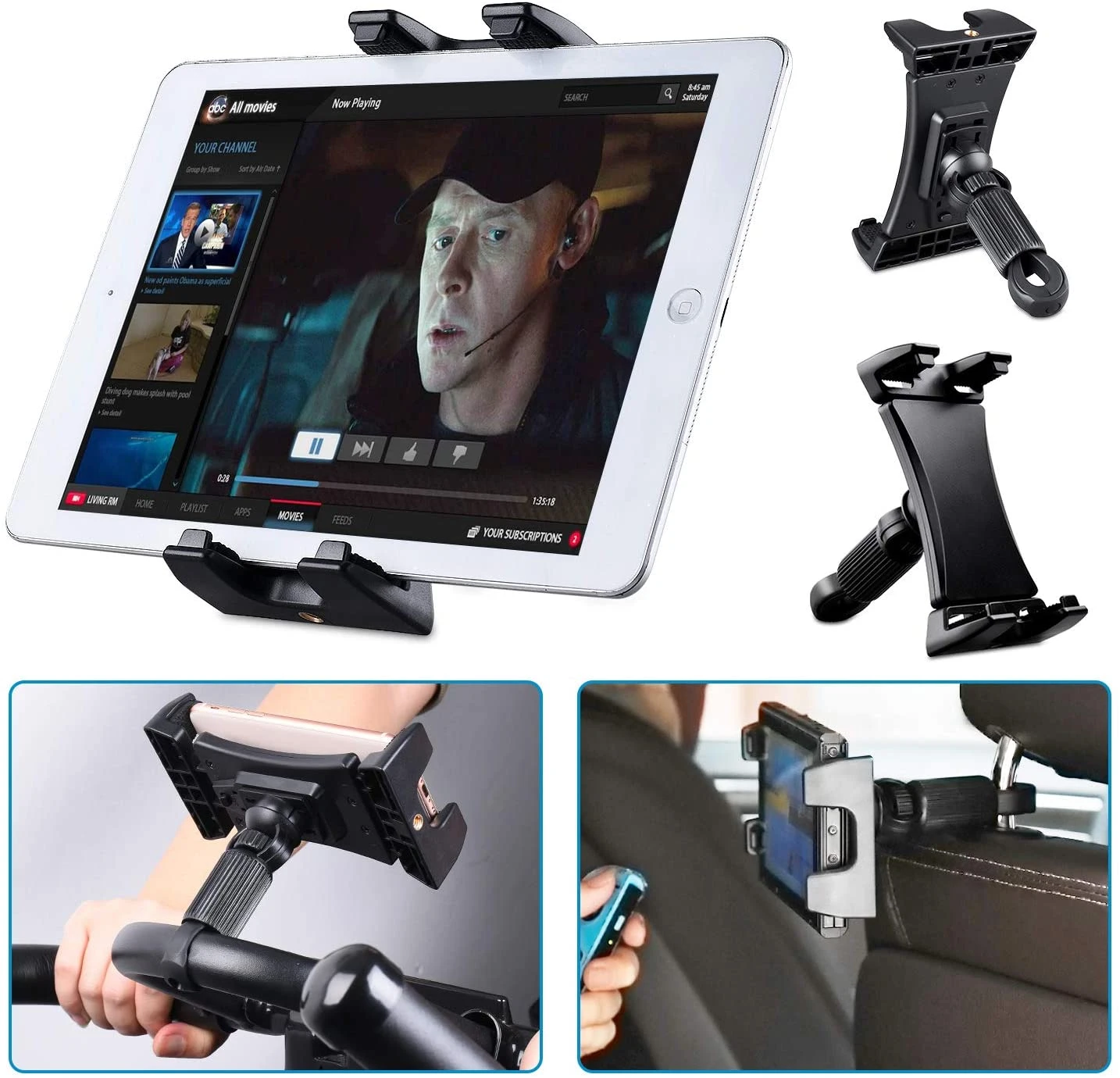 Bike Tablet Holder Portable Bicycle Car Tablet Phone Mount for Indoor Gym Treadmill Tablet Stand for iPhone Samsung Smartphone car vent phone holder