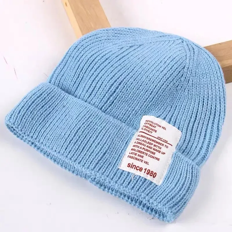 Blue Зимняя шапка для детей; вязаная шапка для новорожденных; вязаные однотонные Детские шапочки; шапки для мальчиков и девочек; головные уборы для малышей; детская шапка; аксессуары - Цвет: Blue