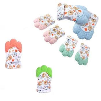 

Baby Silicone Mitts Teething Mitten Glove Sound Teether Newborn Chewable Nursing Mittens Teether Natural stop Sucking Thumb Toy