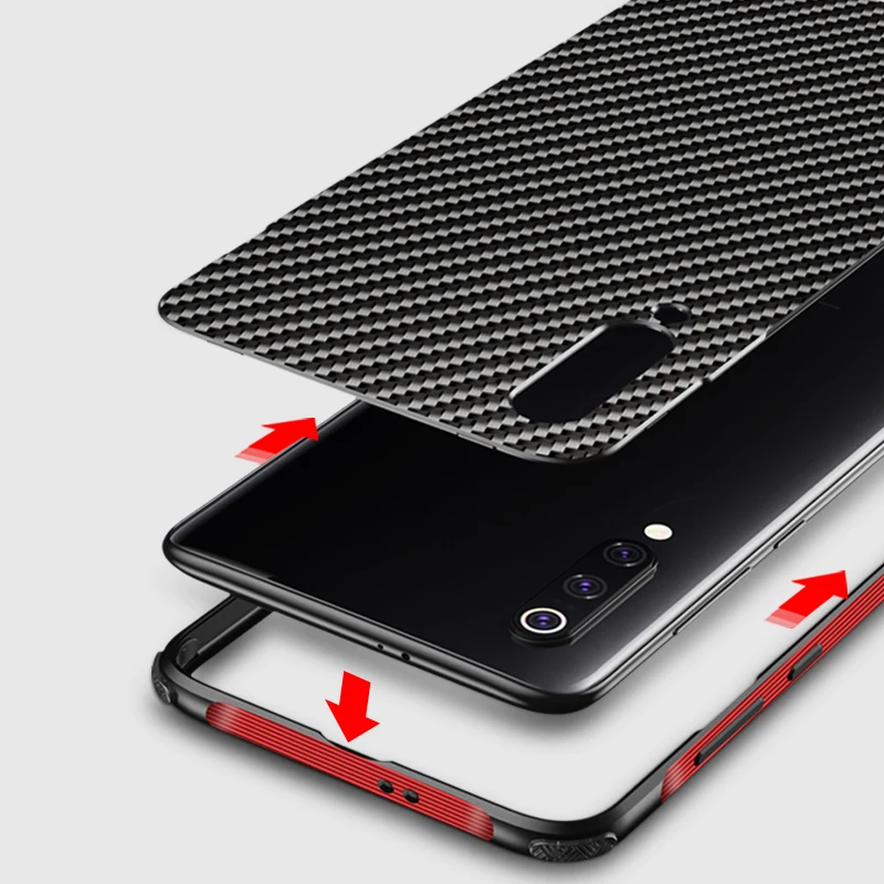 Роскошный Гибридный чехол для Xiaomi mi 9/Red mi K20/K20 Pro, жесткий чехол из углеродного волокна, металлический бампер+ защитный чехол для ПК