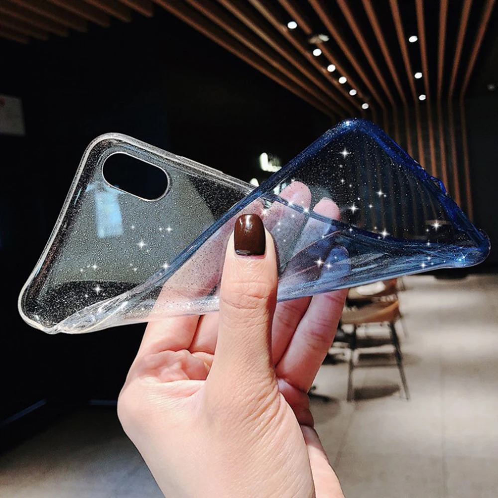 Блестящий прозрачный мягкий силиконовый чехол для iPhone X XR XS 11 Pro Max 8 7 6 s Plus|Бамперы|