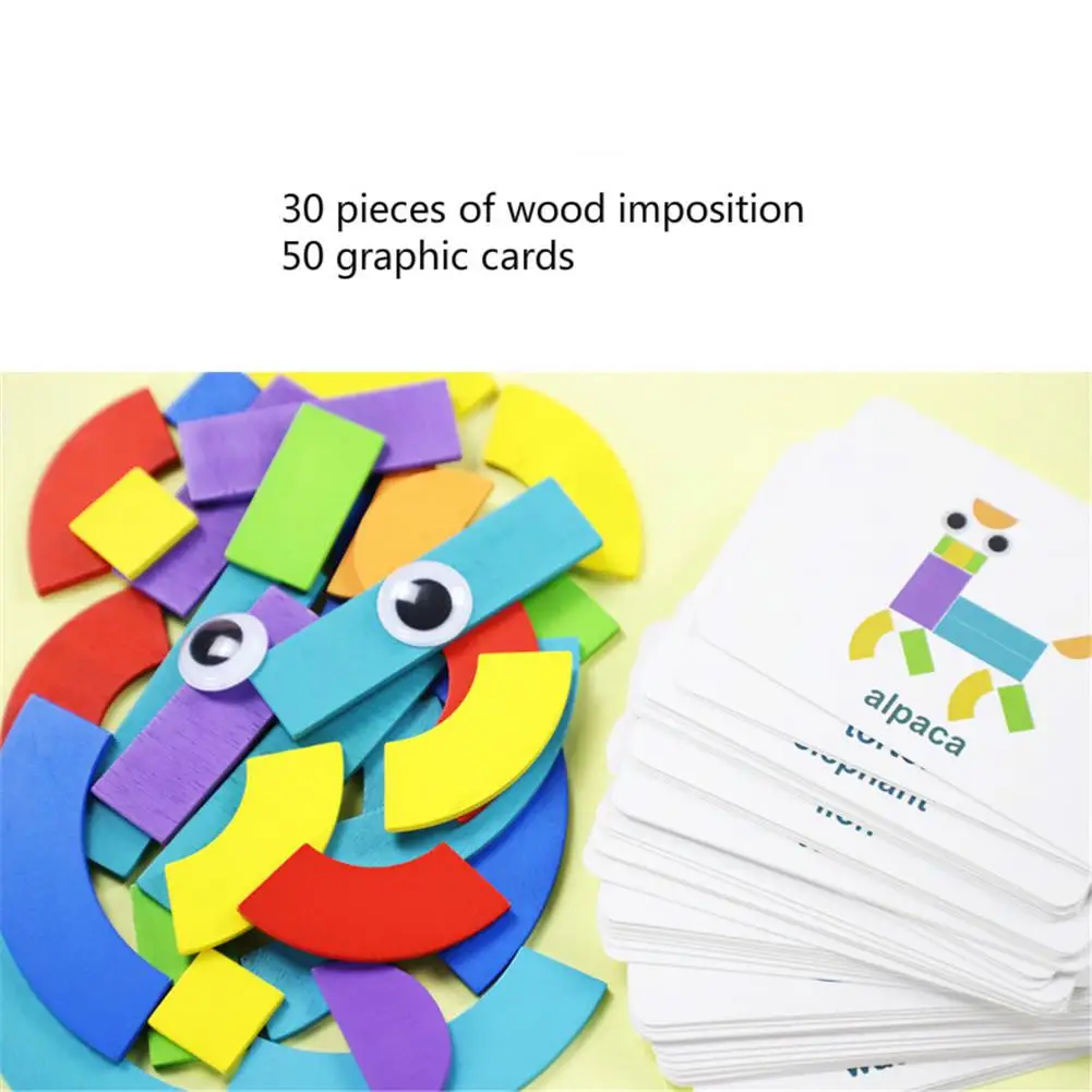 Kuulee деревянные Tangram головоломки геометрическая форма Развивающие игрушки для детей