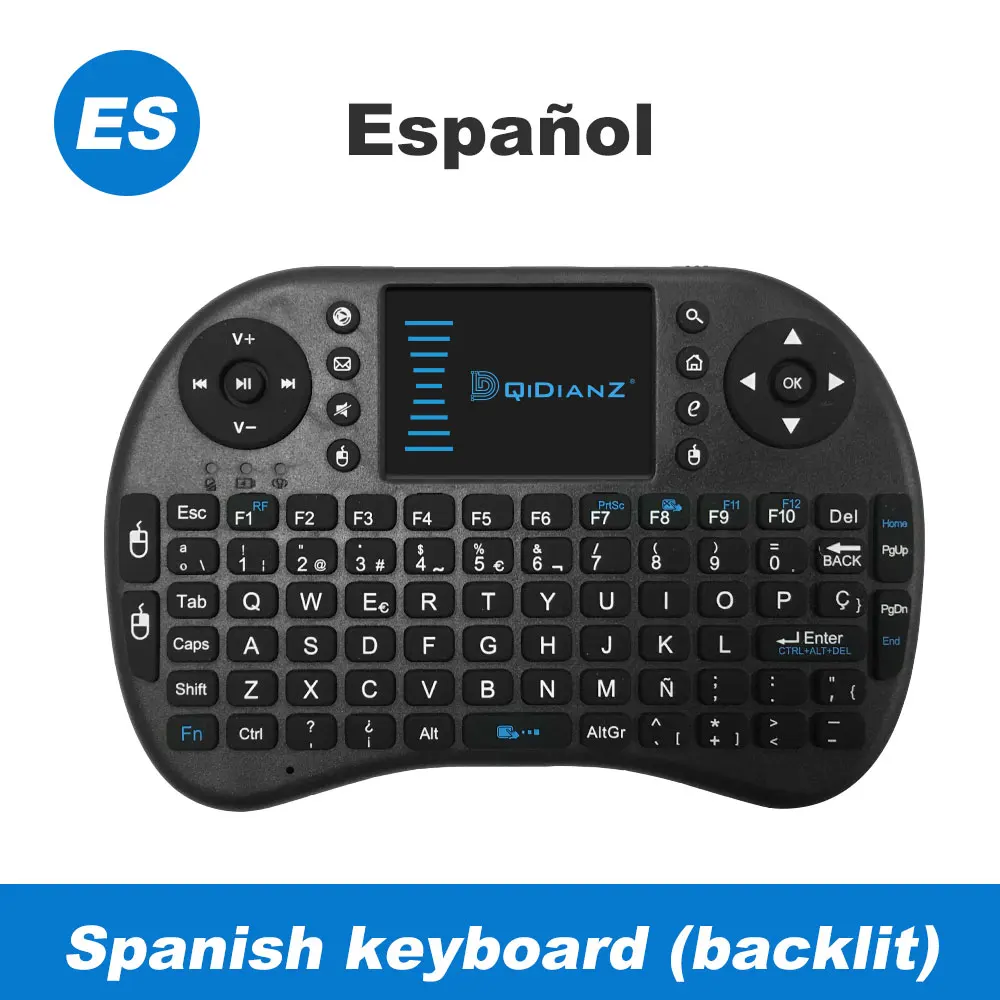 i8 Mini Keyboard 7 Color Backlit Air Mouse 2.4Ghz Wireless English Russian Spanish Multi Language Mini Keyboard Remote Control 