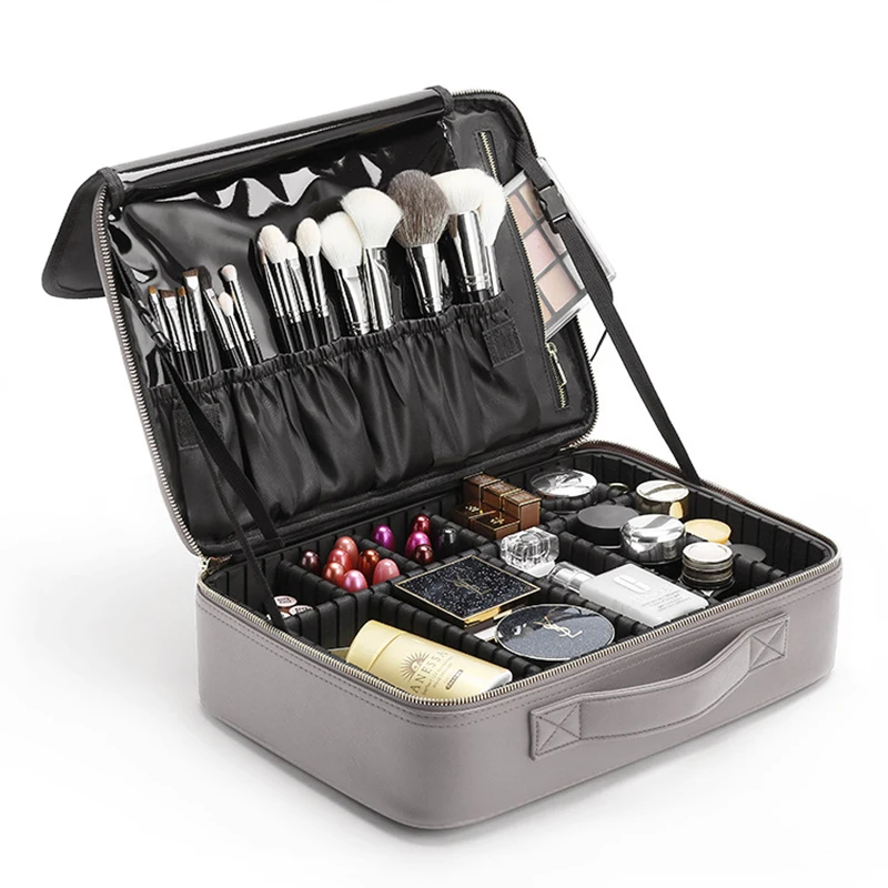 

New Professional Makeup Case For Women Large Capacity With Mirror Cosmetic Box Make Up Travel Storage Organizer Beauty Bag