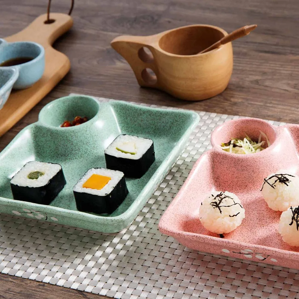 Посуда для пельменей тарелка для суши с блюдцем посуда горчичного цвета чаша японская керамика лоток