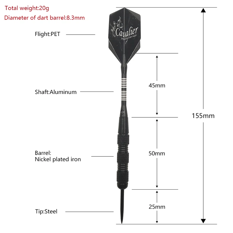 3Pcs Professional Steel Tip Darts 22g Nickel Plated Iron Steel Pointed Darts Throw Game Aluminum Shafts Dart Flight Dardos