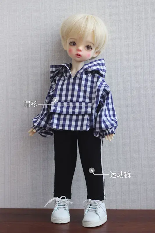 1/6 Одежда для куклы BJD, пальто в сетку+ спортивные штаны, костюм для куклы для 1/6, аксессуары для куклы YOSD, толстовки с капюшоном и шапкой - Цвет: coat and pant