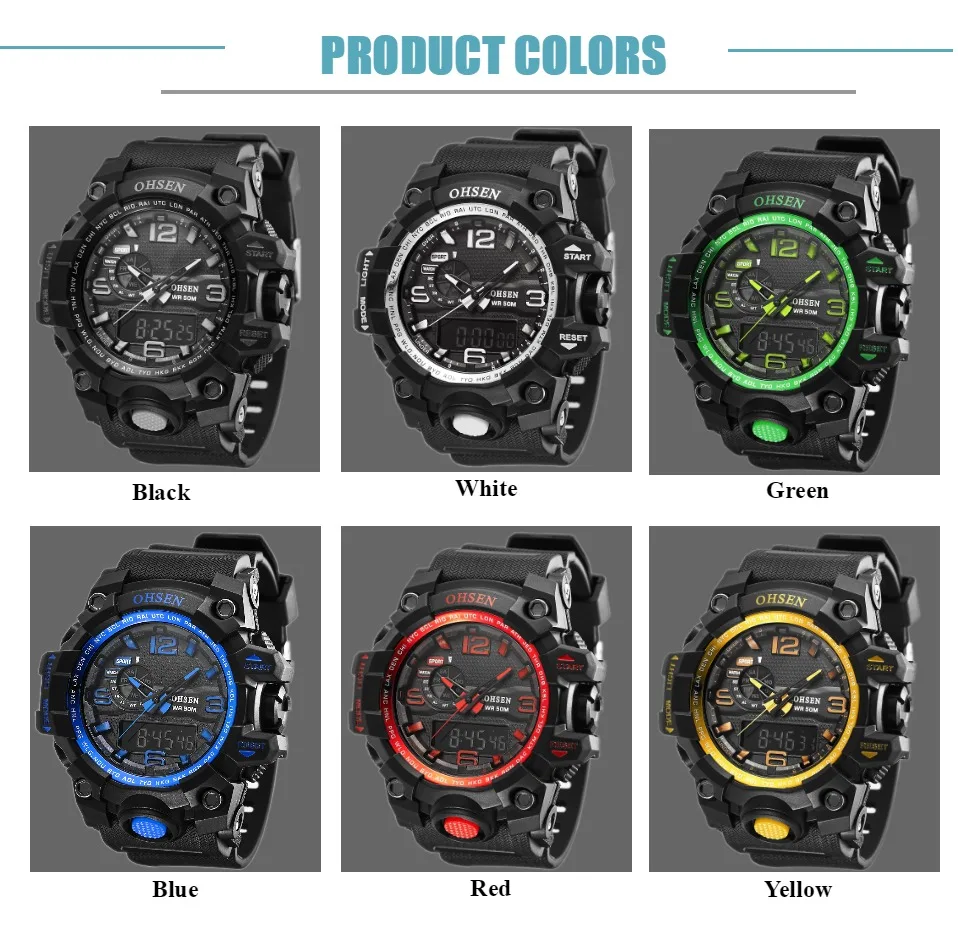 OHSEN цифровые часы бренда relojes para hombre мужские кварцевые военные спортивные