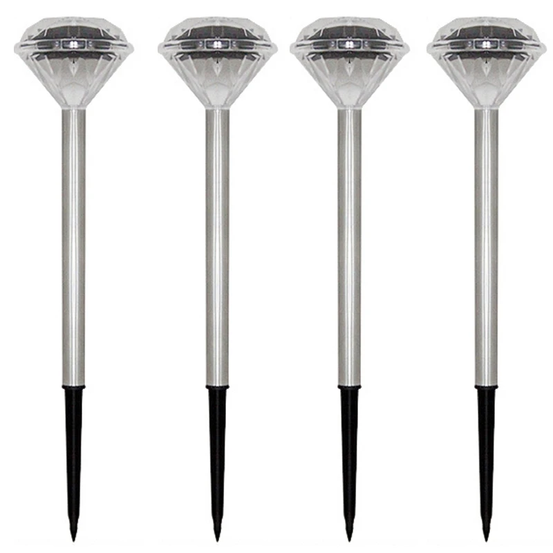 

4 Pcs /Lot Solar Power Led Stainless Steel Landscape Lamps Outdoor Garden Path Lawn Lamp Straight Diamond Light