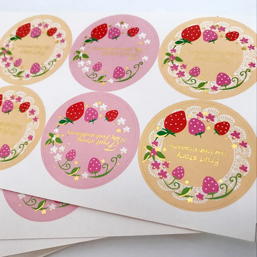 

80pcs/lot Round Strawberry Multi Adhesive Paper Seal Sticker Fruit Decorative Sticky Gifts Package Label for Baking Products