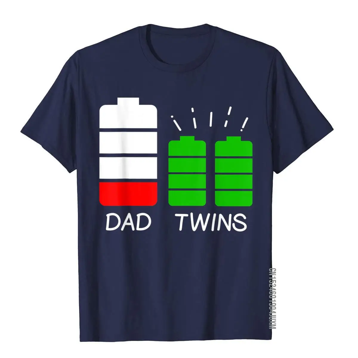 Funny Tired Dad Of Twins Low Battery T-Shirt__97A647navy