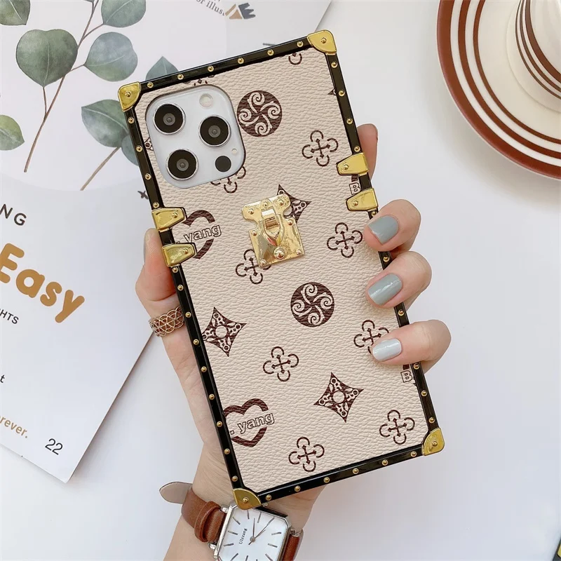 Square Leather Phone Case For Samsung S21Ultra S20 FE S10E S9 S8 Note 20 10 A02S A12 A32 A42 A52 A72 Fashion Vintage Soft Covers best case for samsung