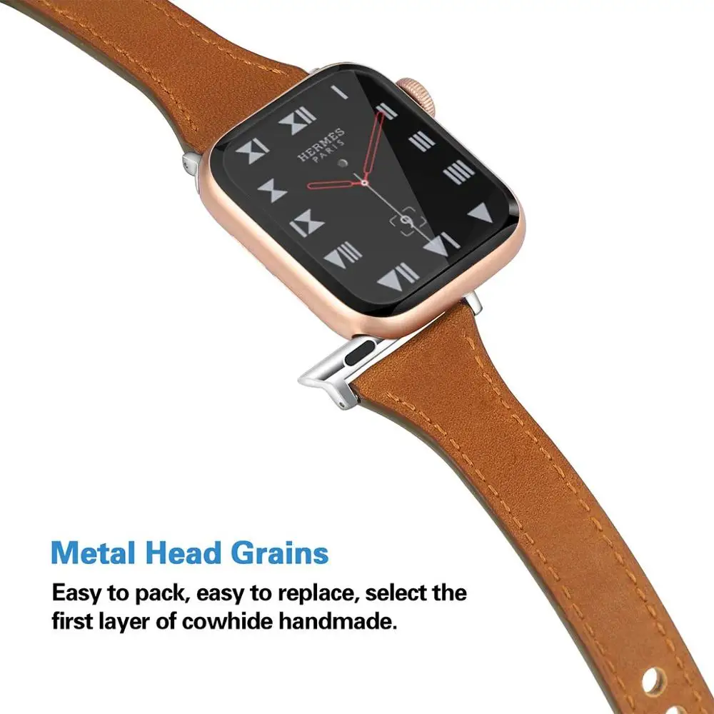Кожаный ремешок-петля для Apple watch 5, 4, 3, 2, 1, ремешок 40 мм, 44 мм, ремешок iWatch 38 мм, 42 мм, тонкий ремешок для часов, браслет, аксессуары 40 мм, 38 мм