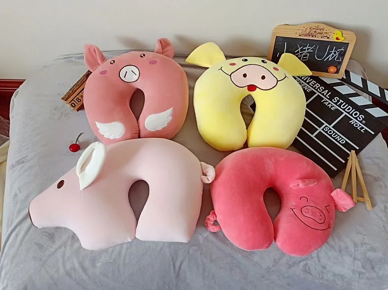 Creative Pig Mascot U-SHAPE Pillow Students Office Nap Cervical Pillow Car for Travel U-Shaped Neck Support Pillow