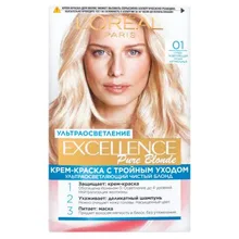 Крем-краска стойкая для волос L'Oreal Paris «Excellence», суперосветляющий русый натуральный, тон 01