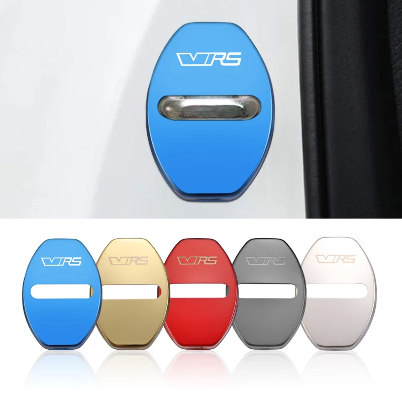 

Car-Styling 4pcs For VRS Door Lock Protection Cover Car Emblem For Skoda Octavia A7 Rapid Superb Stainless Steel Accessories