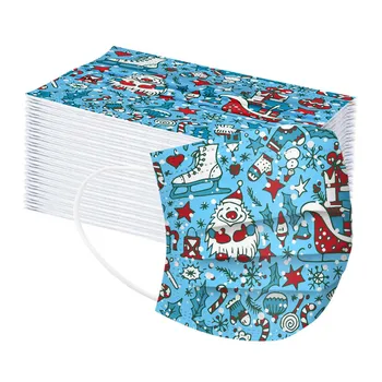

50/100pc Children Disposable Mask Masque Christmas Cartoons Printing Three-layer Filtration Protective Face Masks Mascarilla