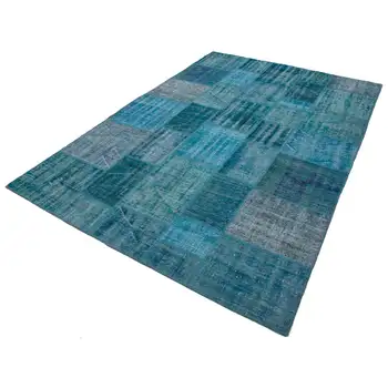

204x303 Cm Turquoise Handmade Patchwork Rug-7x10 Ft