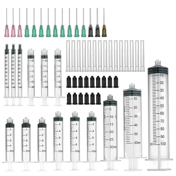 

15 Pcs Syringes - 100/60/30/10/5ml/3ml/1ml Syringes with Blunt Tip Needles and Storage Caps for Refilling and Measuring