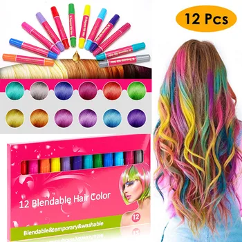 

Hair Color Pen A Box Of 12pc12 Color Disposable Temporary Hair Coloring Crayons Hair Stick Lasting Temporary Hair Dye Cream Diy
