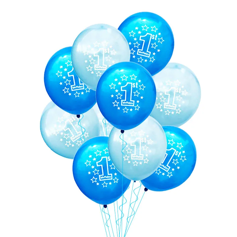 Детский душ 1 день рождения один воздушный шар Синий Розовый фольги Воздушные шары первый день рождения ребенка украшение 1 год 1 день рождения Дети партии - Цвет: 10pcs balloon