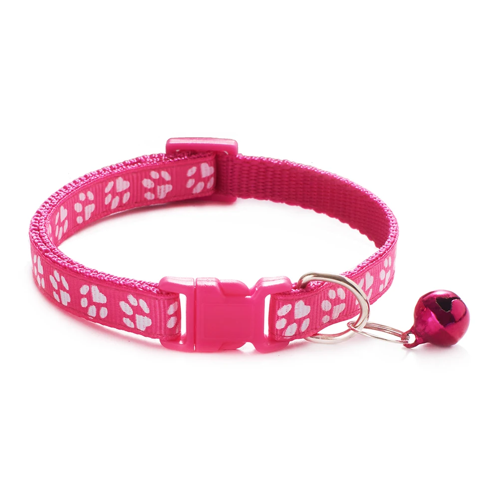 Cute Paw Print Adjustable Kitten Collar Bell Tie Cat Pet Puppy Colourful