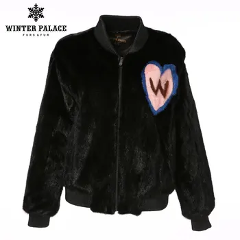 

2018 Casual Natural Real Mlnk Fur Coat Women Winter Mlnk Fur Short Cloak Baseball style Mlnk Fur Jacket Women Real Fur Coat