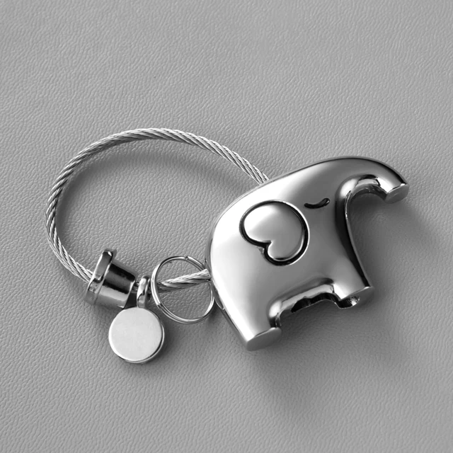 Good Luck Kiss Elephant Couple Keychain Pendant Wire Ring Chain Cute Cartoon Women Car Bag Backpack Ornaments Lovers Lanyard E