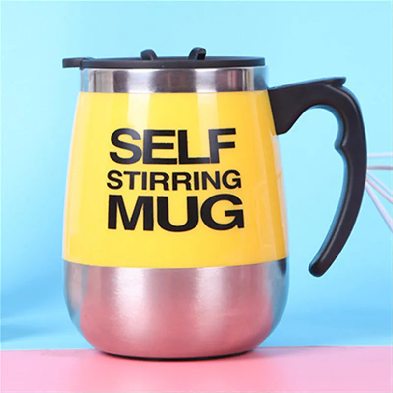 Yellow Self Stirring 400/450 мл кофейная кружка из нержавеющей стали Магнитная самоперемешивающиеся автоматические молочные смешивающие чашки электрический ленивый смарт-встряхиватель кофейная чашка - Цвет: Yellow Self Stirring