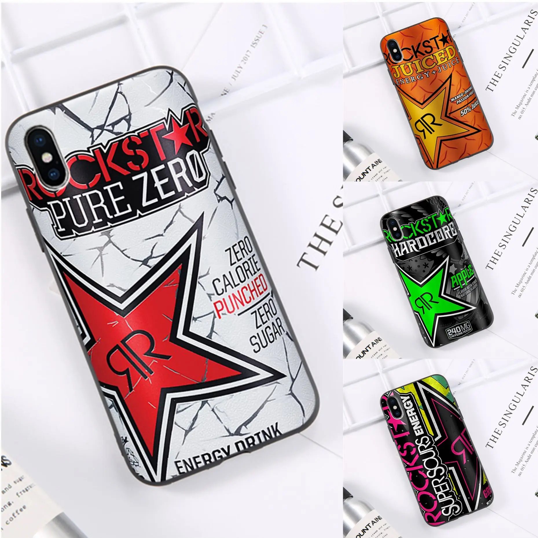 Мягкий силиконовый чехол для телефона Rockstar энергетический напиток чистый ноль
