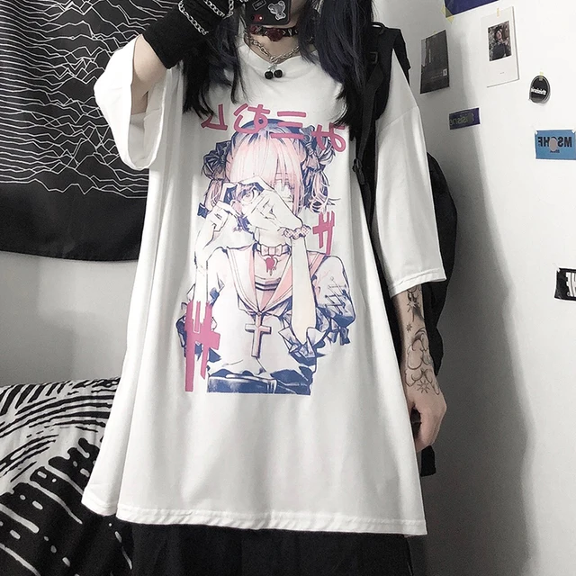 Kleding Sexy Vrouwelijke Oversized Vrouwen T-shirt Punk Tops Grunge Streetwear Dames Top Gothic Harajuku Kleding - AliExpress Dames Kleding