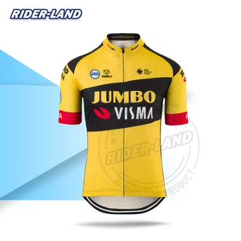

New Man Short Sleeve Cycling Jersey Team JUMBO VISMA 2020 Champion Race Tops Summer Bike Shirt Breathable Triathlon Quick Dry