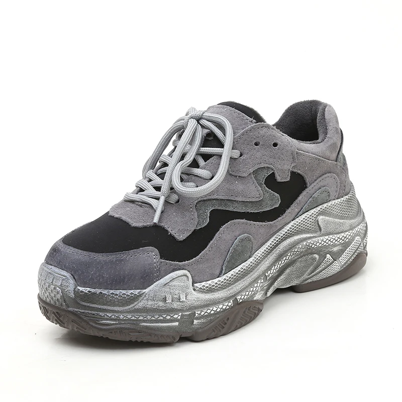Dad Sneakers Women Casual Trainers Women Flats Platform Sneakers Women Dirty Shoes Breathable Women Chunky Sneakers Femme Basket - Цвет: grey