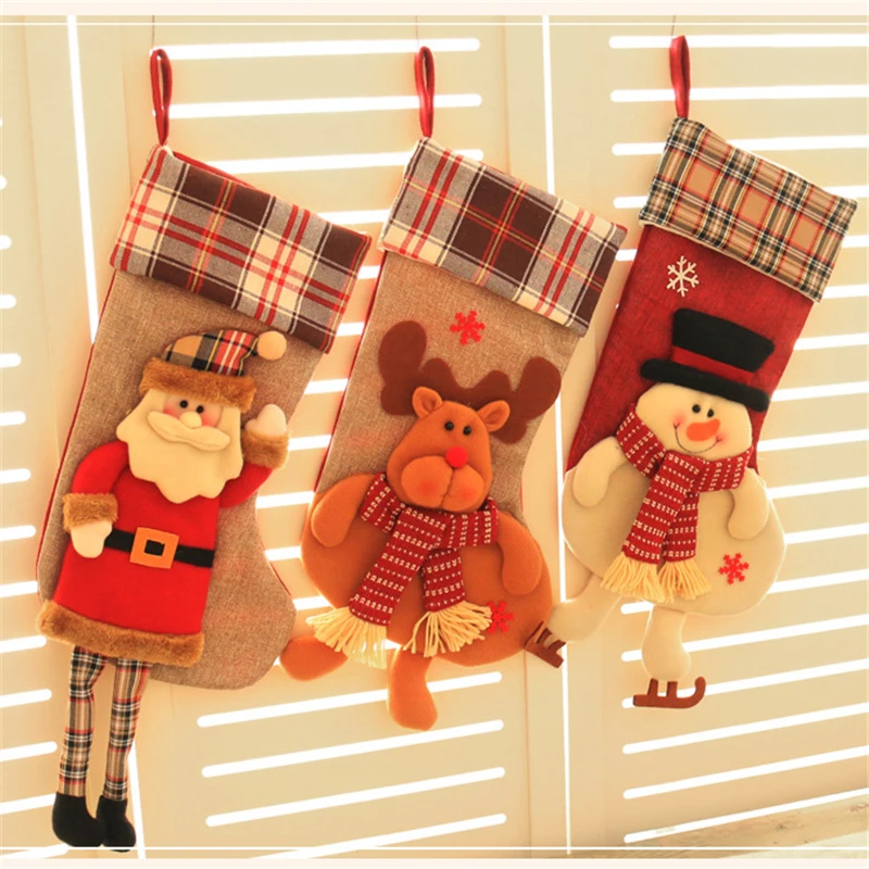 57 см, большие рождественские чулки, яркие носки, подарок на год, рождественские украшения для дома, вечерние подарочные сумки с изображением Санта-Клауса