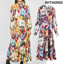 Увядшие английские винтажные вечерние платья с геометрическим принтом, длинное женское платье, vestidos de fiesta de noche, макси платье, блейзер