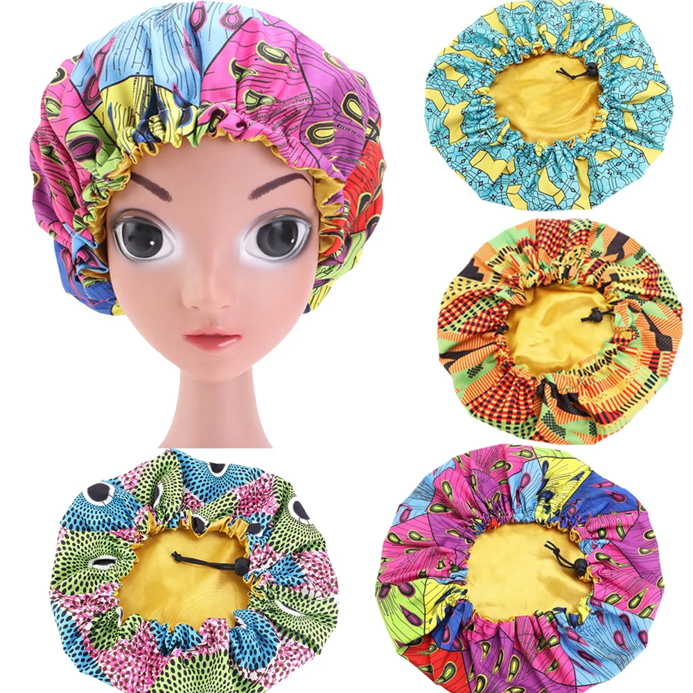 Kids Girls Night Sleep Cap Satin Elastic Band Africa Bonnet Hat Hair Care Head Cover Adjust Hair Loss Hat Beanies Skullies