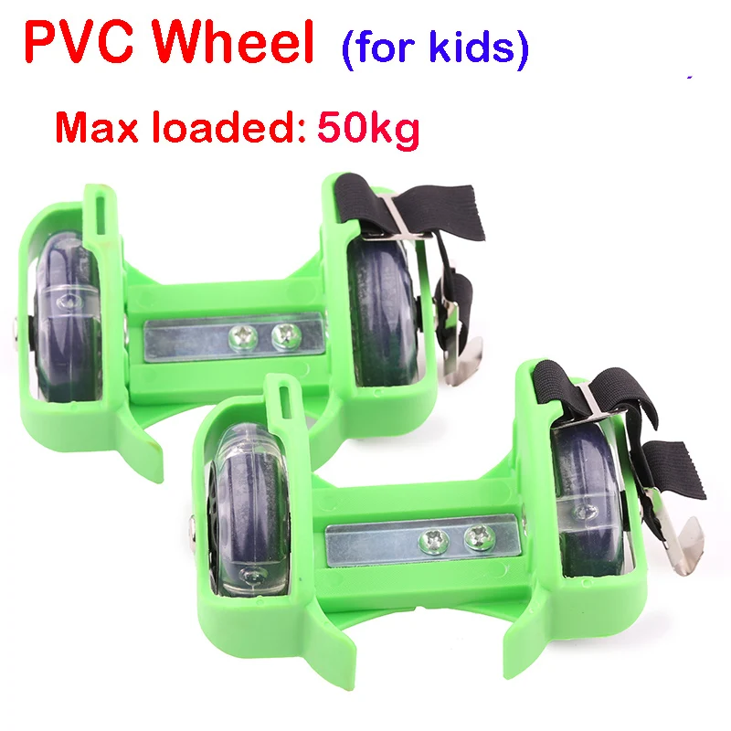 50kg green for kids ITSTYLE красочные роликовых ролики на пятку светящиеся колеса каблук ролик регулируемые просто обувь для роликов, Скейтборда для детей - Цвет: 50kg green for kids
