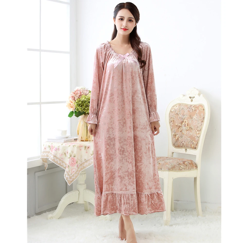 Long Velour Princess Nightgowns 