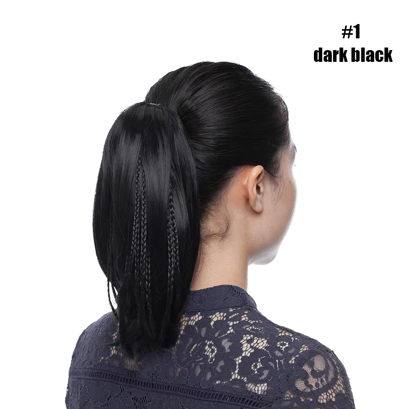 dark black S-noilite, 11 дюймов, Женские синтетические накладные волосы на заколках в виде хвоста пони, прямые накладные волосы, сделай сам, стильные накладные волосы пони - Цвет: dark black