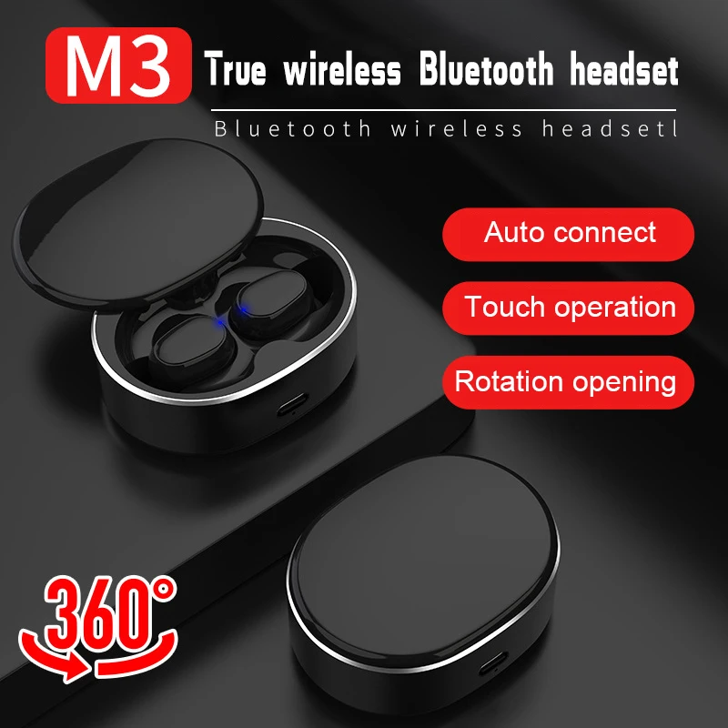 M3 TWS True Stereo беспроводная Bluetooth гарнитура 5 0 водонепроницаемая овальная квадратная